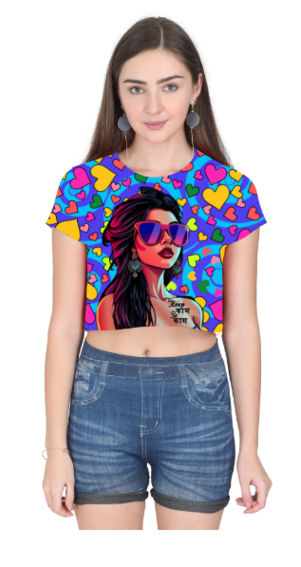 Ziddi Prints – All Over Print Crop Top: Keep Kaam Se Kaam