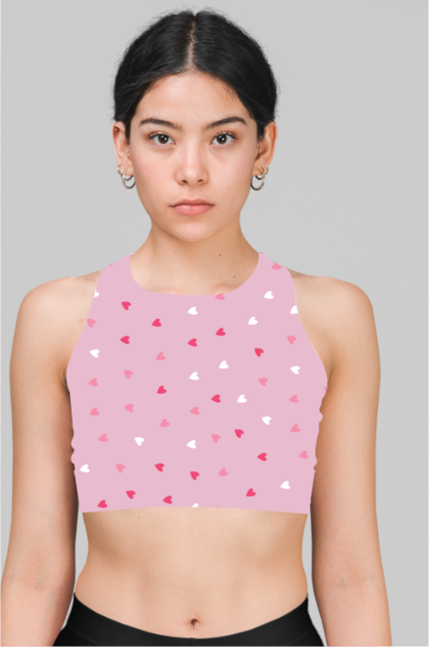 Ziddi Prints Littile Hearts All-Over Print Sports Bra – Passionate Power in Motion