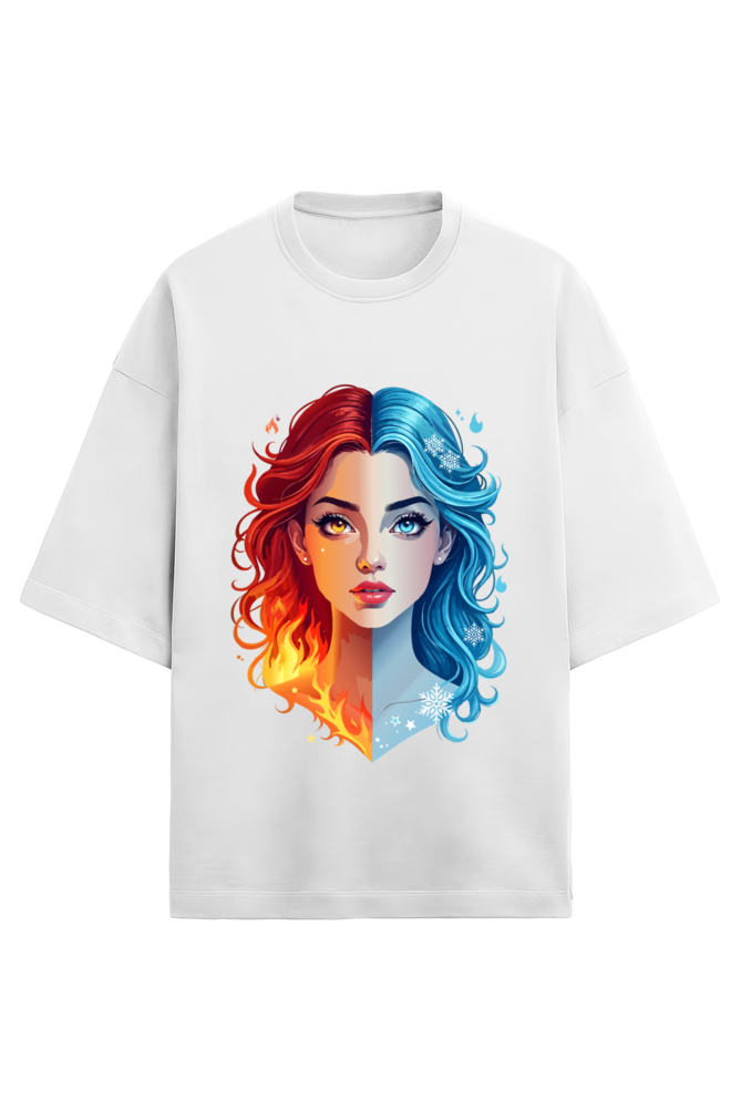 Ziddi Prints Cool Woman on Fire OverSized T-Shirt – Ignite Your Passion with Style