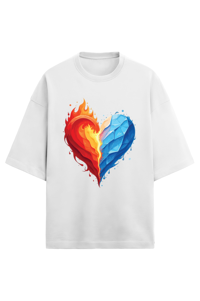 The Ziddi Prints -Fire & Ice -Terry Cotton OverSize T Shirt