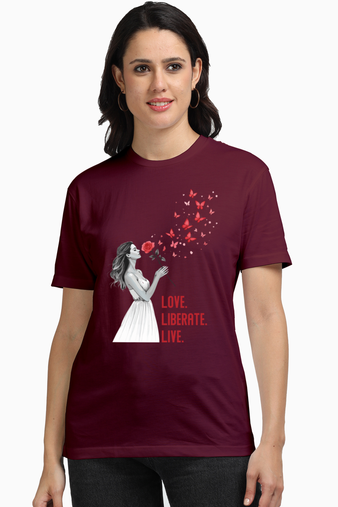 Ziddi Prints -Love Liberate Live- Supima  Cotton T-Shirt – Embrace Love, Confidence, and Strength