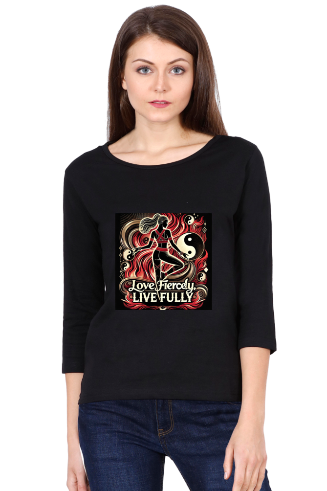 Ziddi Prints - Love Fiercely, Live Fully Round Neck Full Sleeve T-Shirt