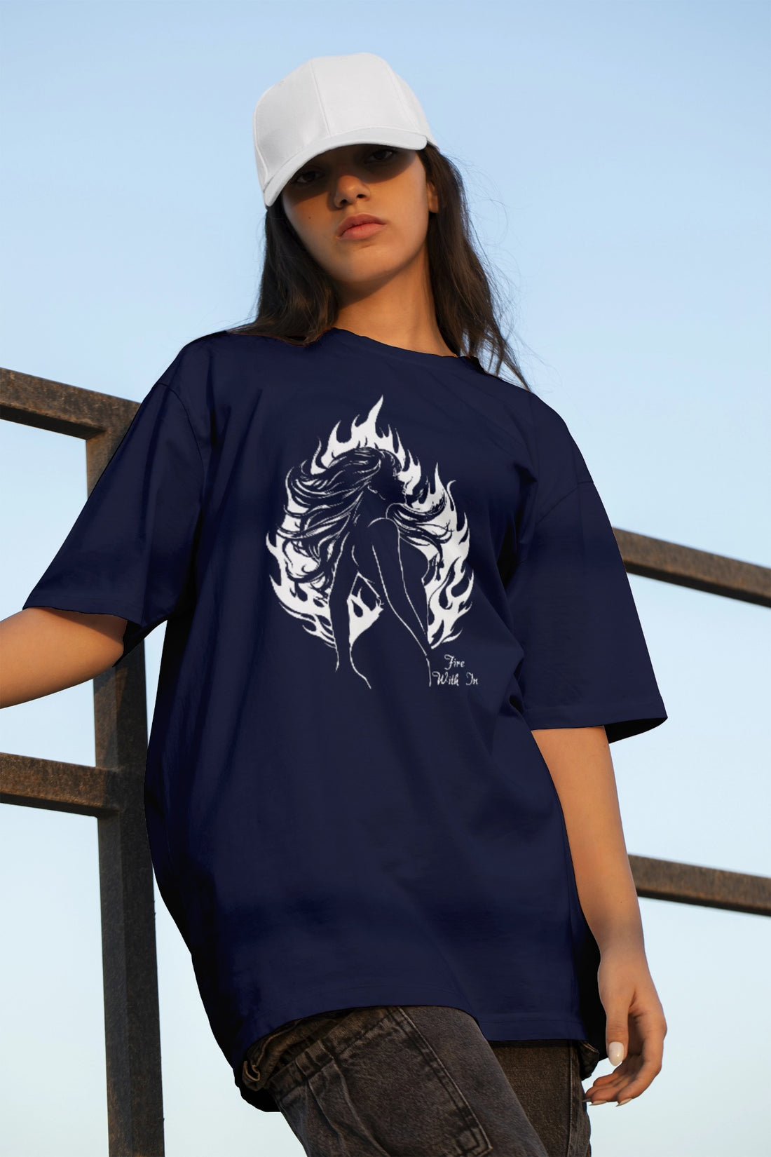 The Ziddi Prints' -Fire WITHIN- OverSized Classic T-Shirt—a bold yet comfortable statement piece.