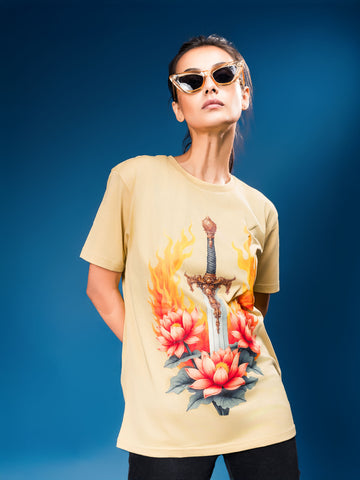 The Ziddi Prints-Lotus Flowers with Sword-Supima Cotton T-SHIRTS