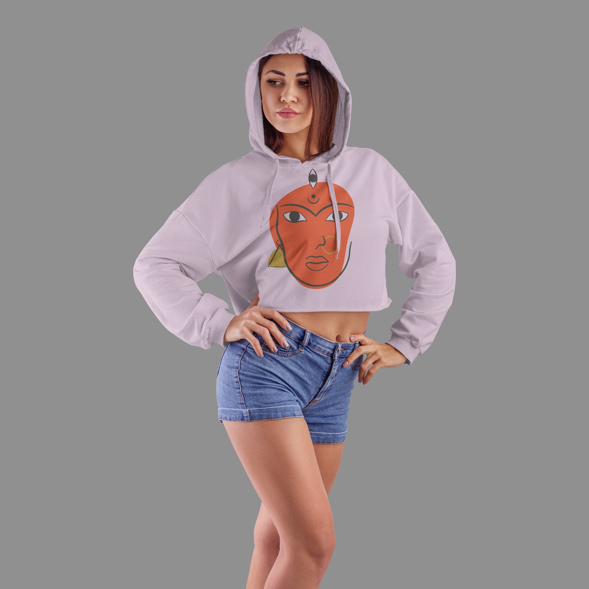 The Ziddi Prints-Durga Ma-Crop Hoodies