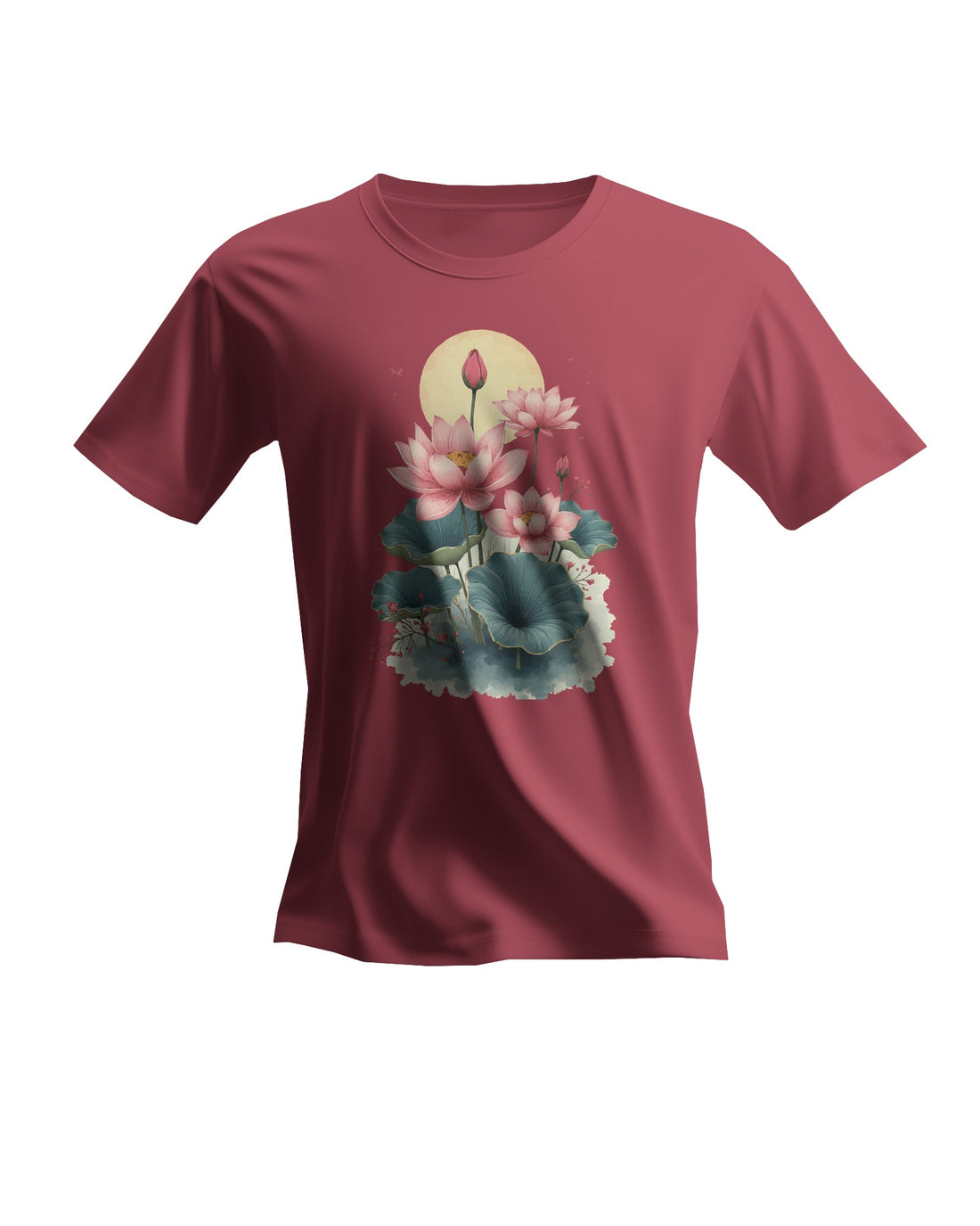 The Ziddi Prints-Lotus Flowers in Pond-Supima Cotton T-Shirt