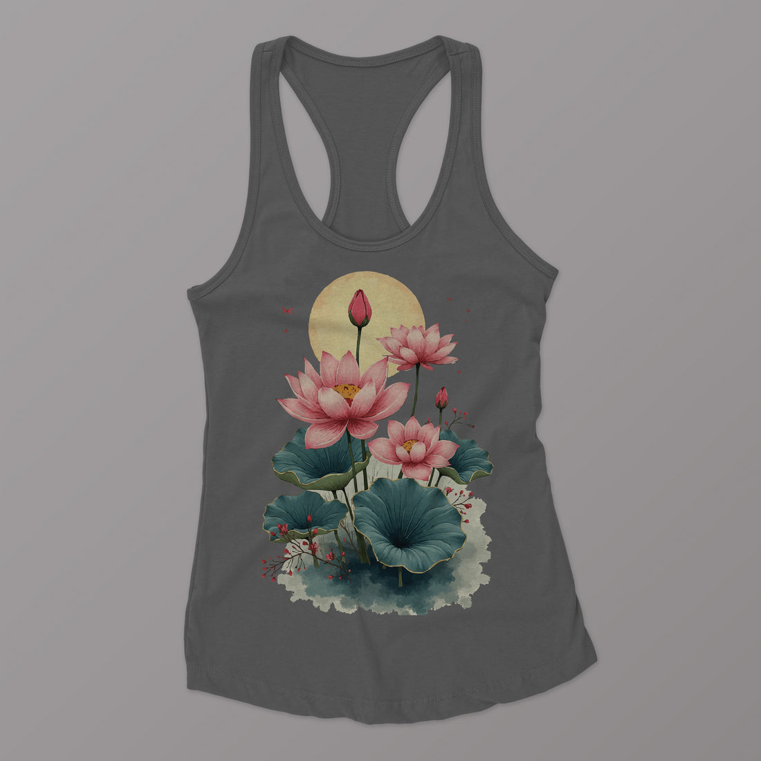 The Ziddi Prints-Lotus Flowers in Pond-Tank Top