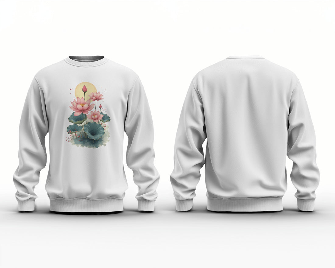 The Ziddi Prints-Lotus Flowers in Pond-Sweatshirt