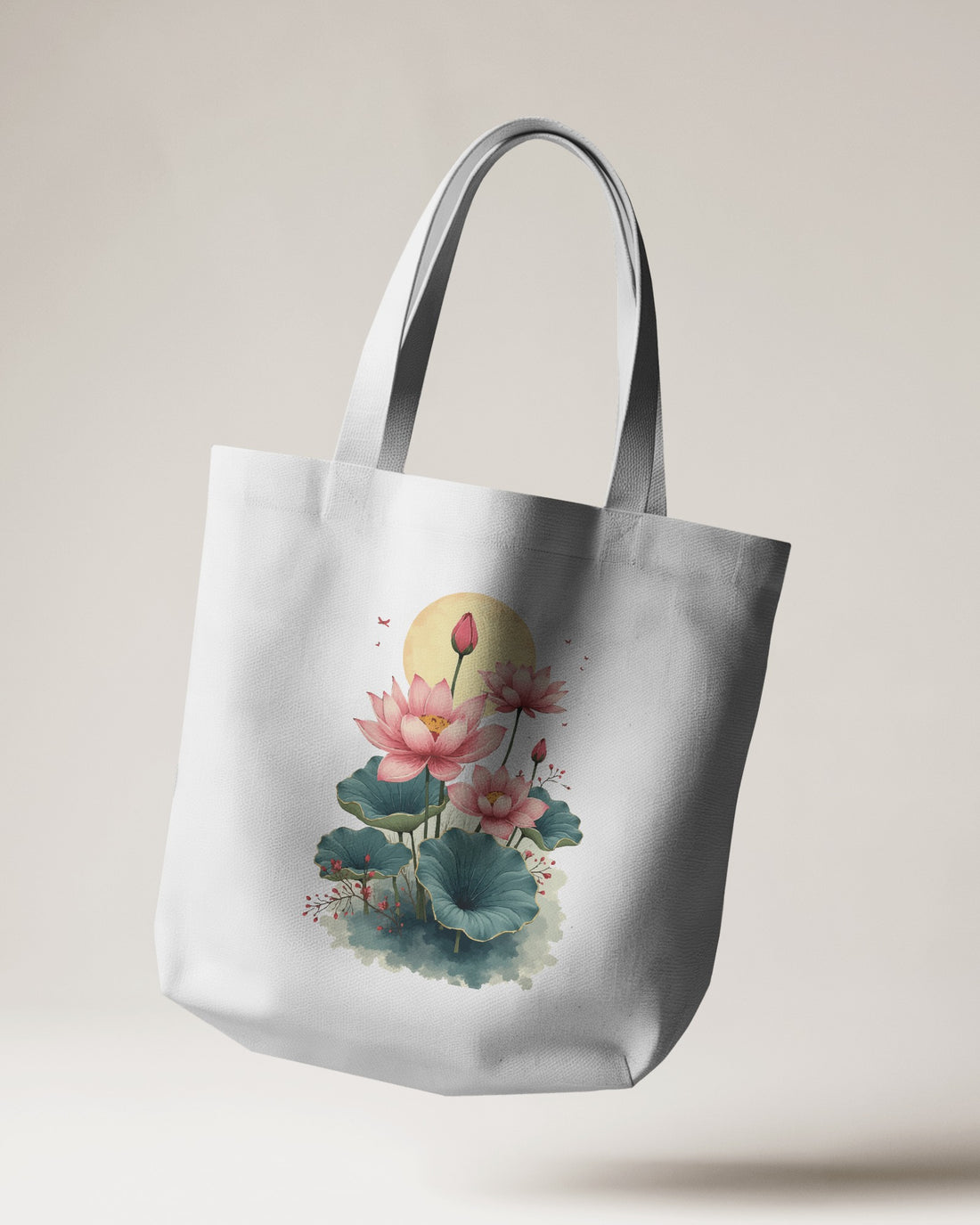 Ziddi Prints-Lotus Flowers in Pond- Small Tote Bag Zipper