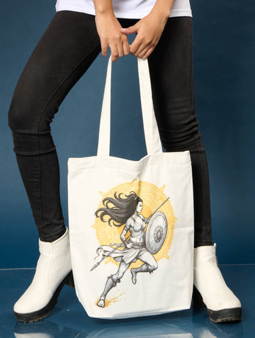 Ziddi Prints-Warrior Mid Pose-Small Tote Bag Zipper