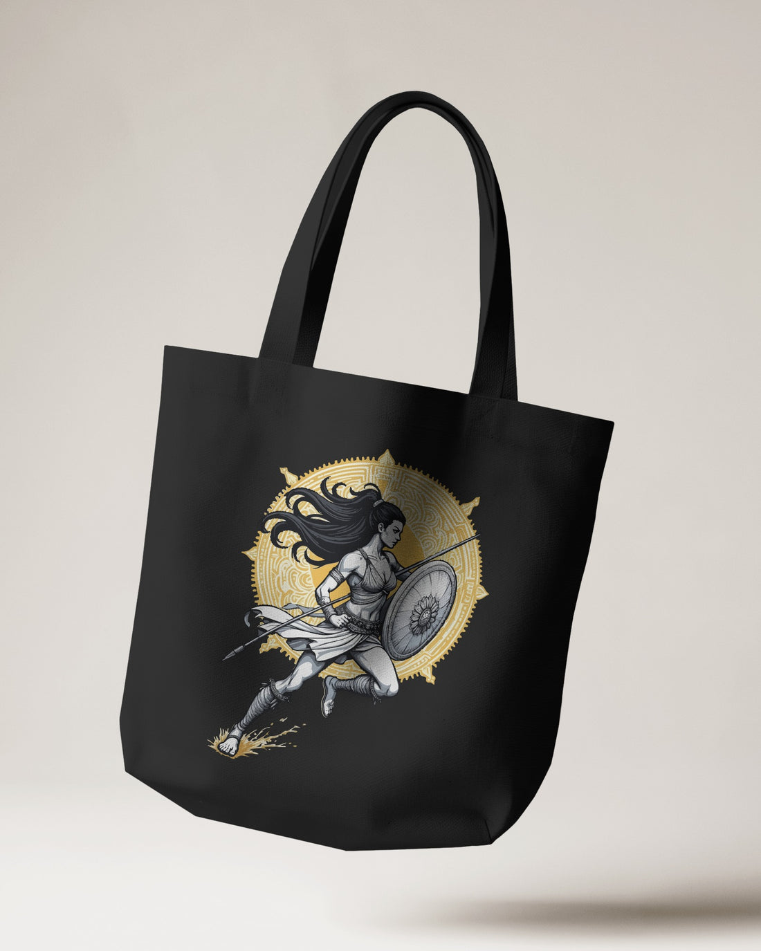 Ziddi Prints-Warrior Mid Pose-Small Tote Bag Zipper