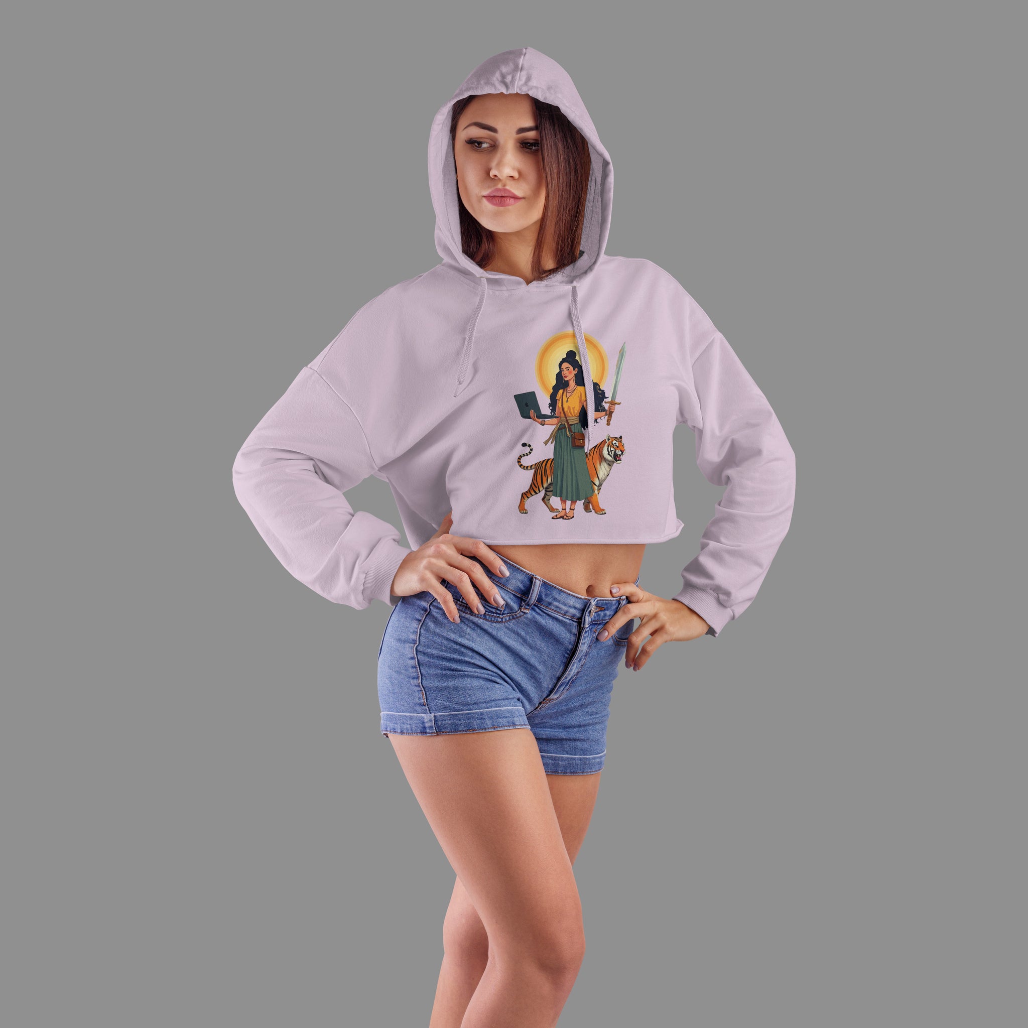 The Ziddi Prints- Modern Woman- Crop Hoodie