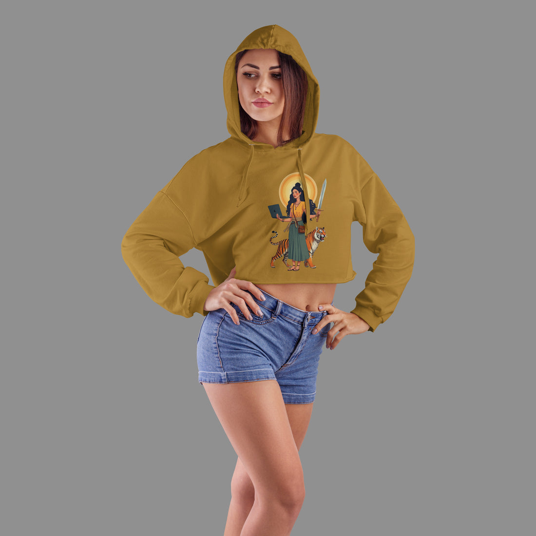 The Ziddi Prints- Modern Woman- Crop Hoodie