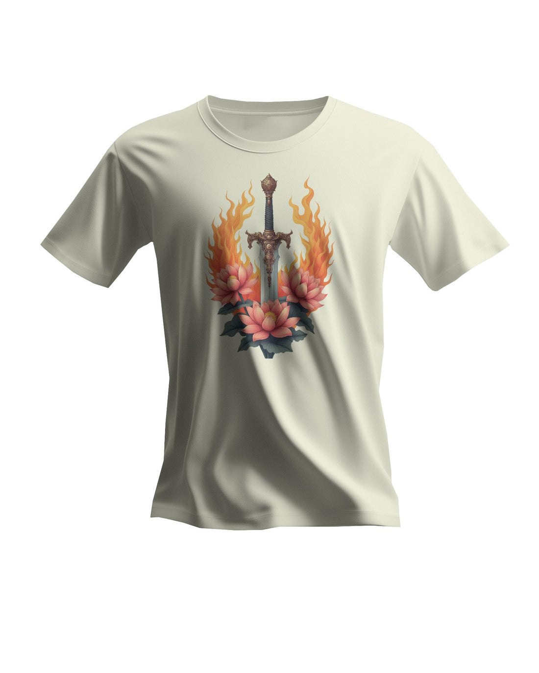 The Ziddi Prints-Lotus Flowers with Sword-Supima Cotton T-SHIRTS