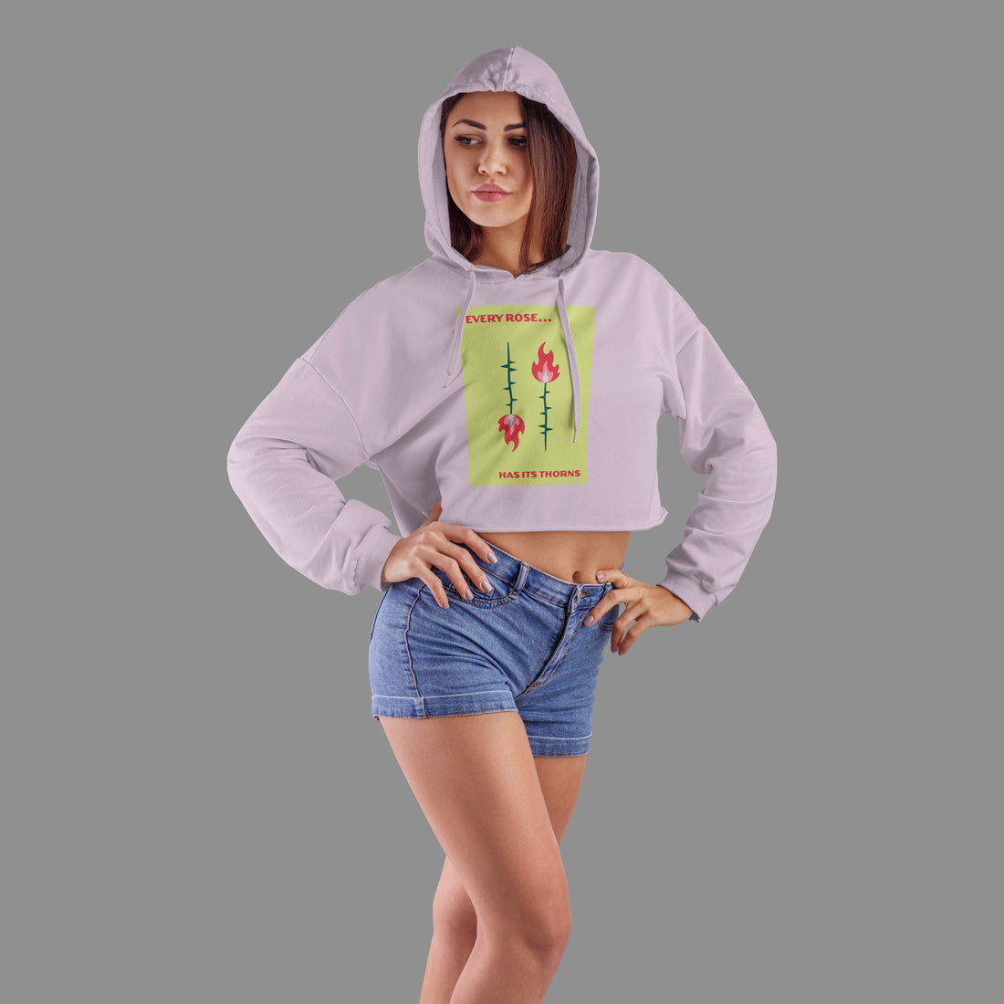 The Ziddi Prints-Thorny Rose-Crop Hoodies