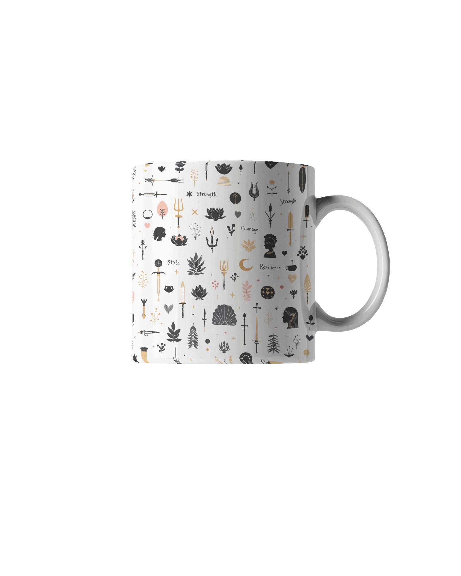 The Ziddi Prints - Lotus, Sword, Trident-Coffee Mug