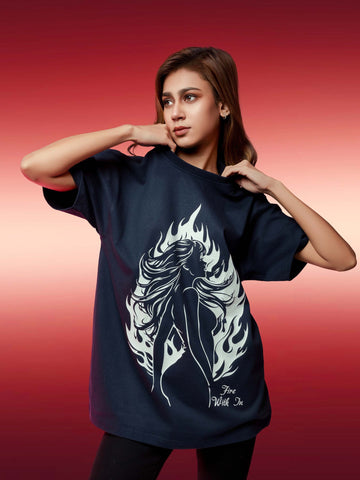 The Ziddi Prints-Fire Within-Terry OverSize T-Shirt