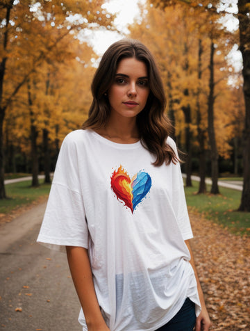 The Ziddi Prints -Fire & Ice -Terry Cotton OverSize T Shirt