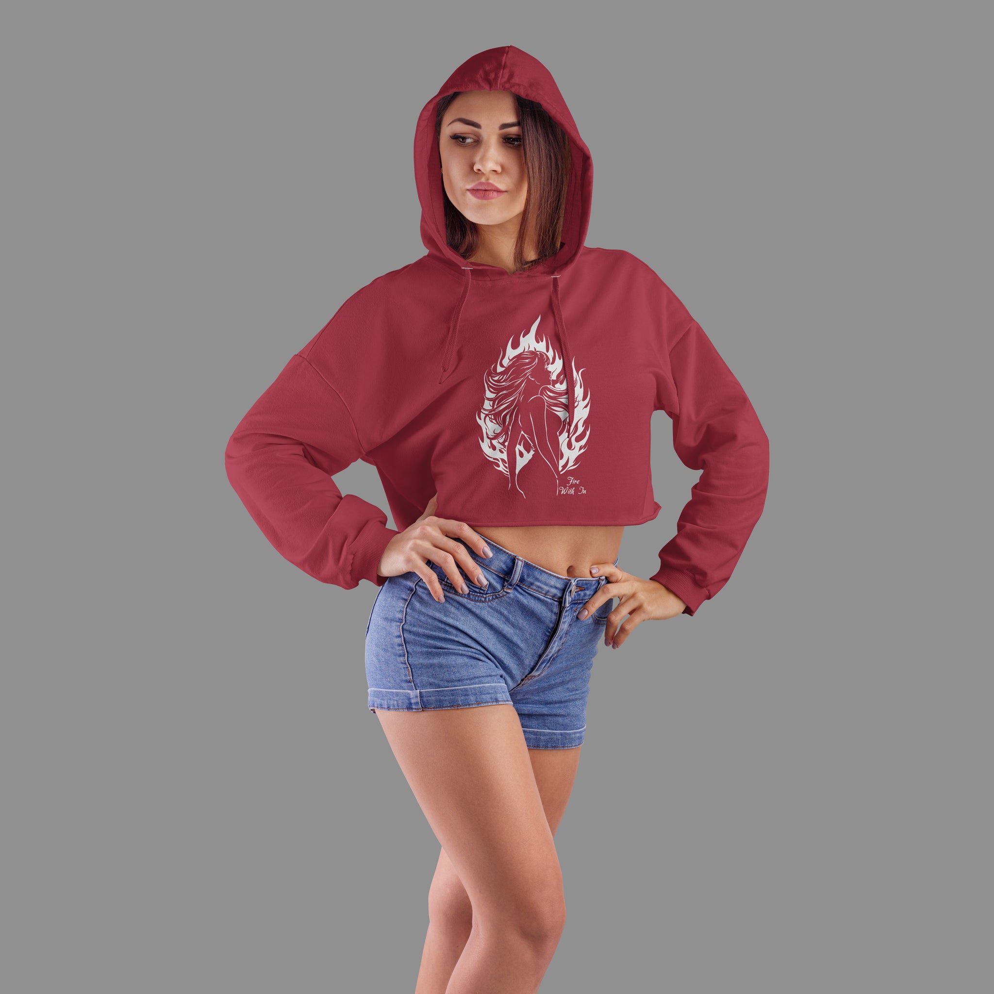 The Ziddi Prints-Fire WITHIN -Crop Hoodie—where bold style meets unmatched comfort