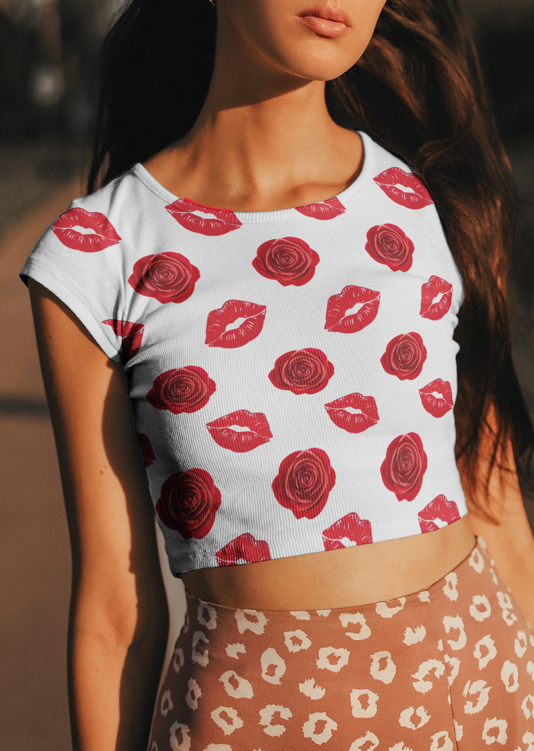 Ziddi Prints Lips & Roses All-Over Print Crop Top – Wear Your Passion