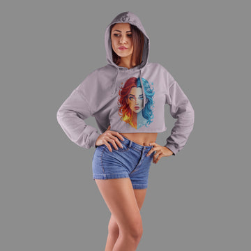 Ziddi Prints Cool Woman on Fire Crop Hoodie – Fuel Your Passion with Fierce Style