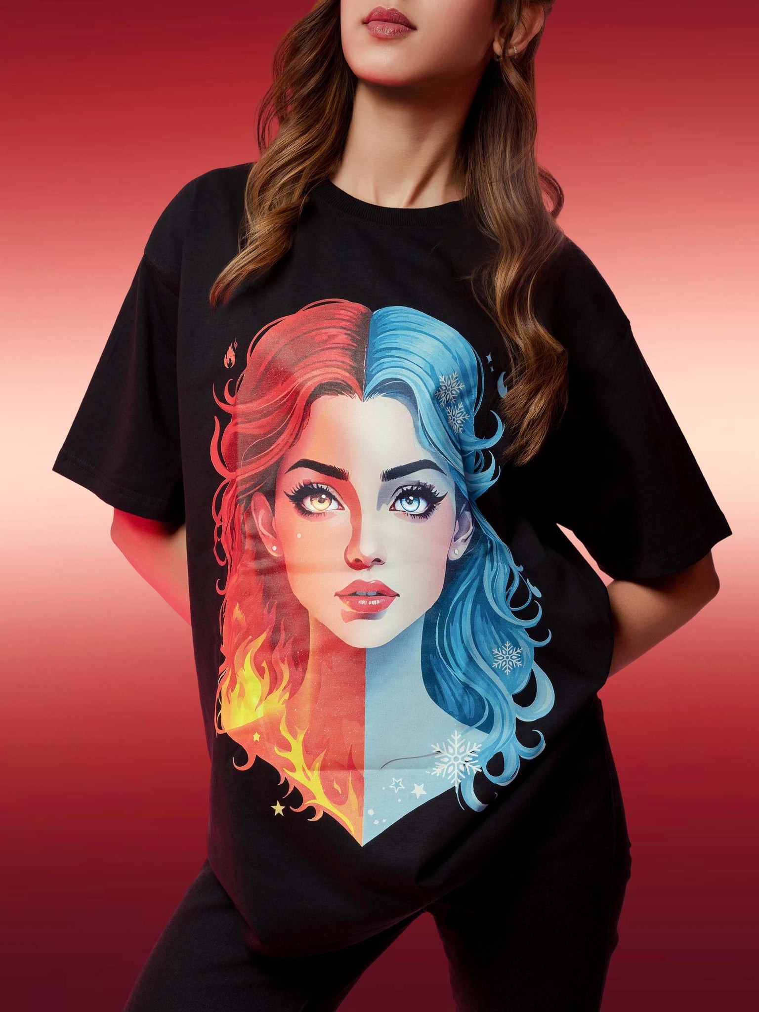 Ziddi Prints Cool Woman on Fire Supima T-Shirt – Embrace Passion and Power