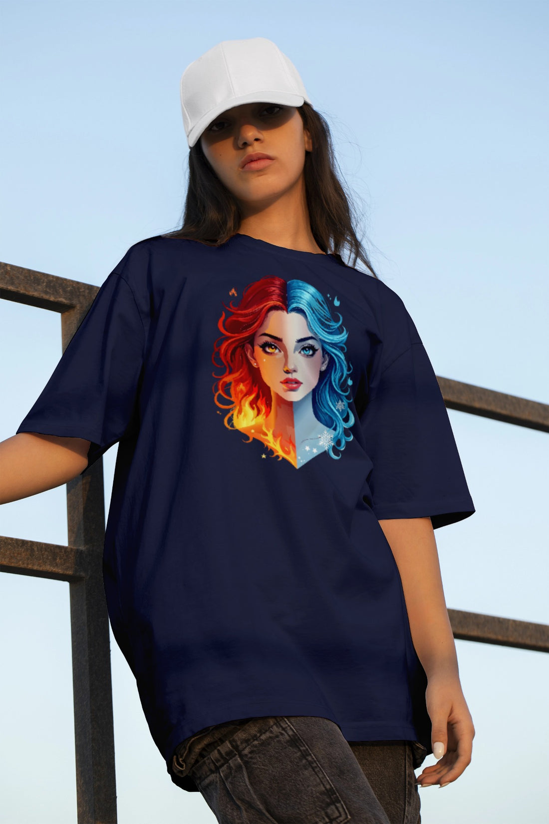 Ziddi Prints Cool Woman on Fire Oversized T-Shirt – Passion Meets Style