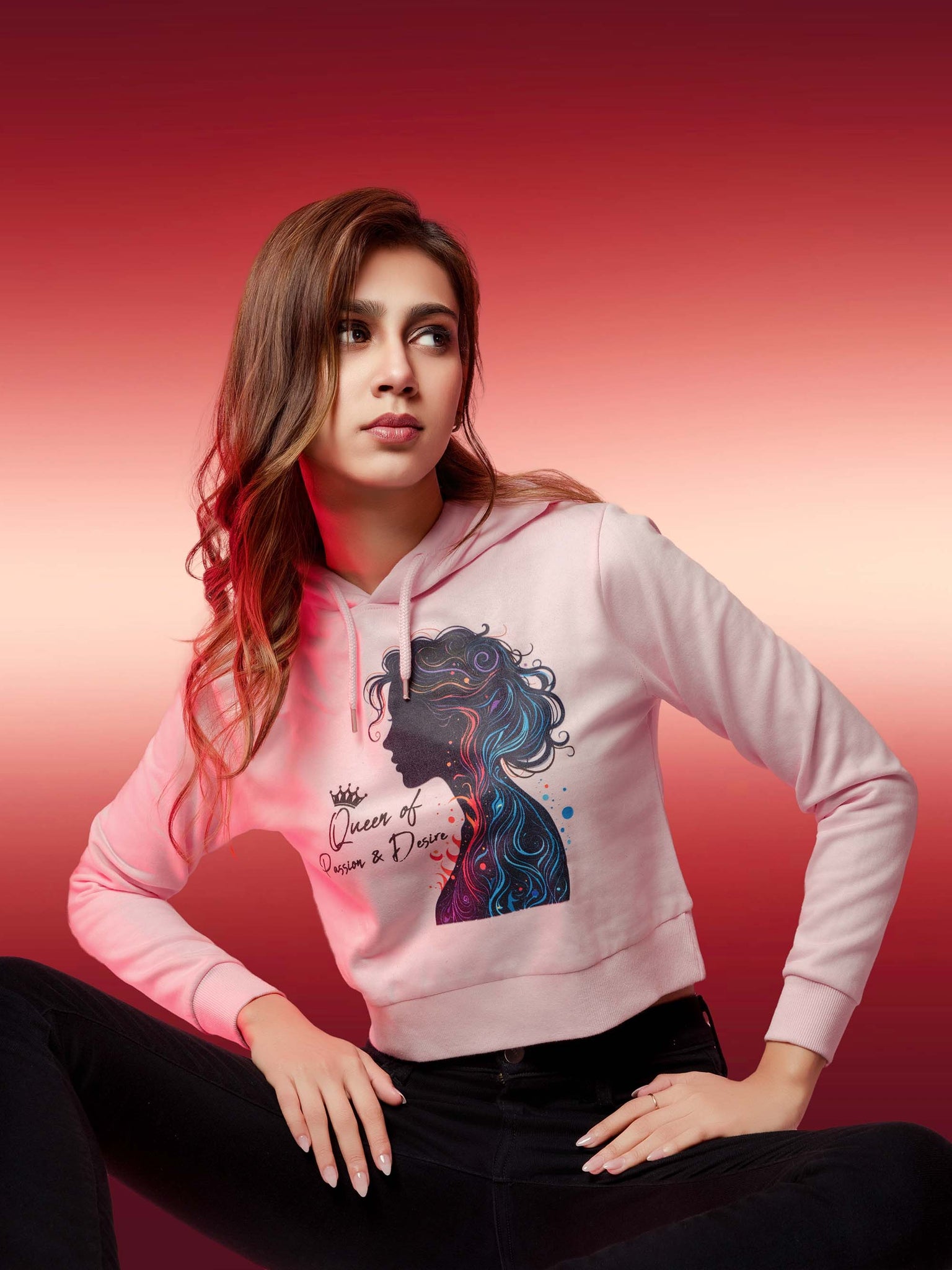 Ziddi Prints – Crop Hoodies: Queen of Passion & Desire