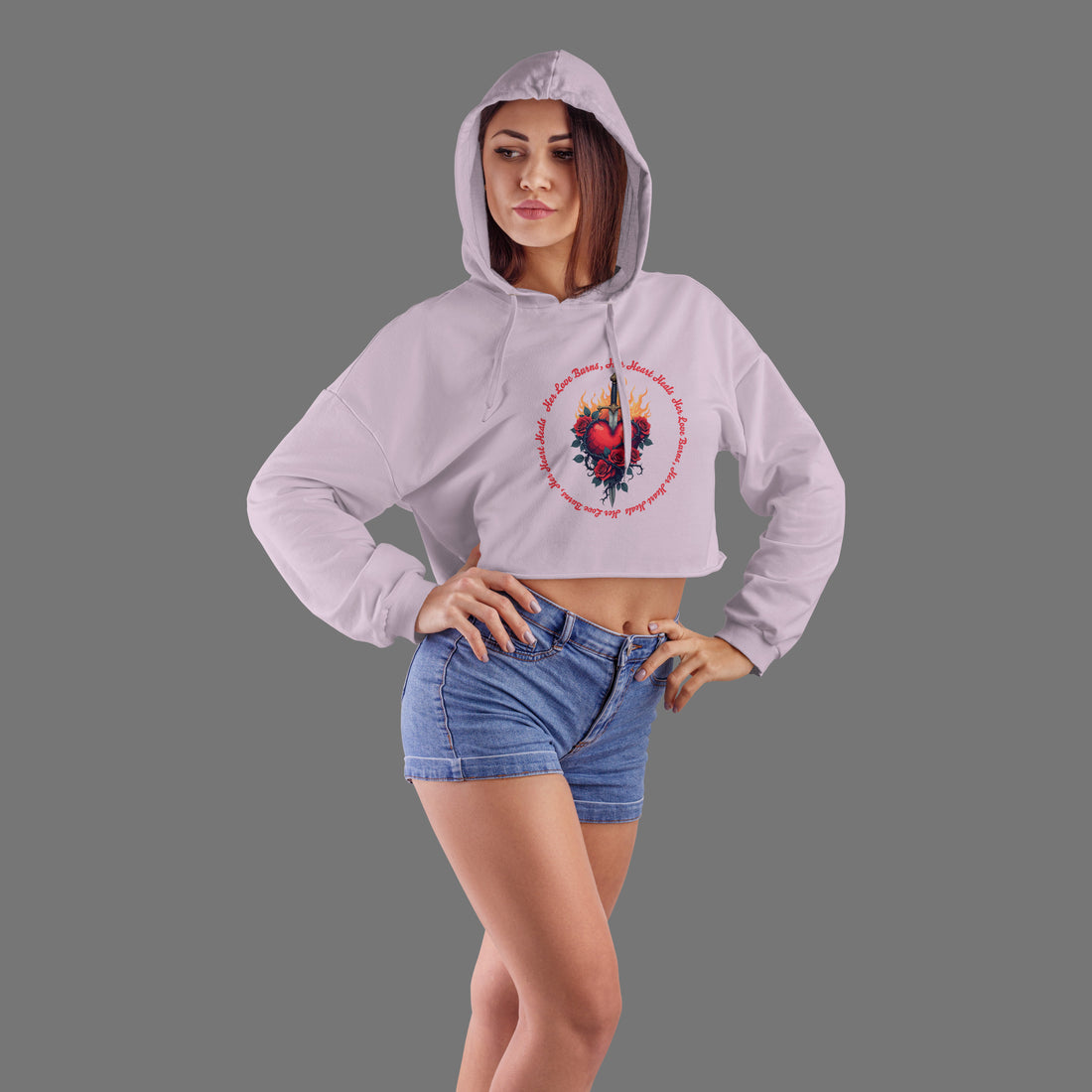 Ziddi Prints - Her Love Burns, Her Heart Heals Crop Hoodie