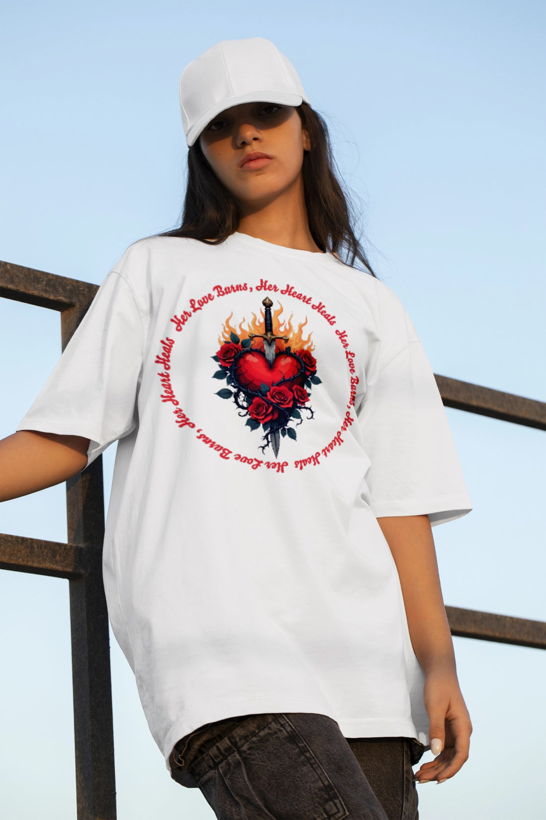 Ziddi Prints - Her Love Burns, Her Heart Heals Oversized Classic T-Shirt