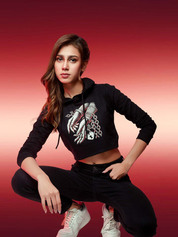 Ziddi Prints - Nerves of Steel Crop Hoodie