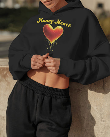 The Ziddi Prints-Honey Heart-Crop Hoodie – Sweeten Your Valentine’s Day Look with Love and Style