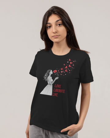 Ziddi Prints -Love Liberate Live- Supima  Cotton T-Shirt – Embrace Love, Confidence, and Strength