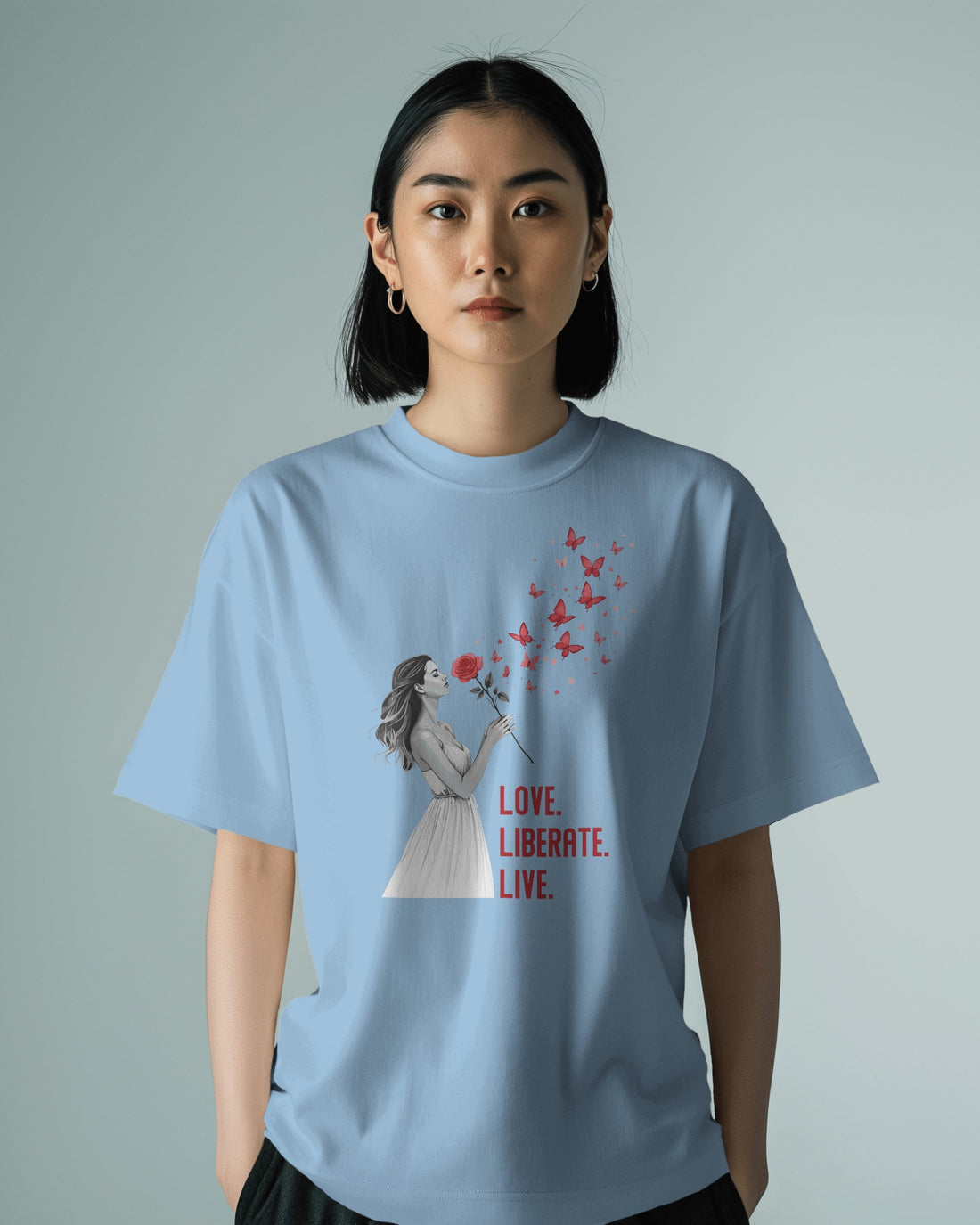 Ziddi Prints Love Liberate Live Oversized T-Shirt – Embrace Love, Freedom, and Comfort