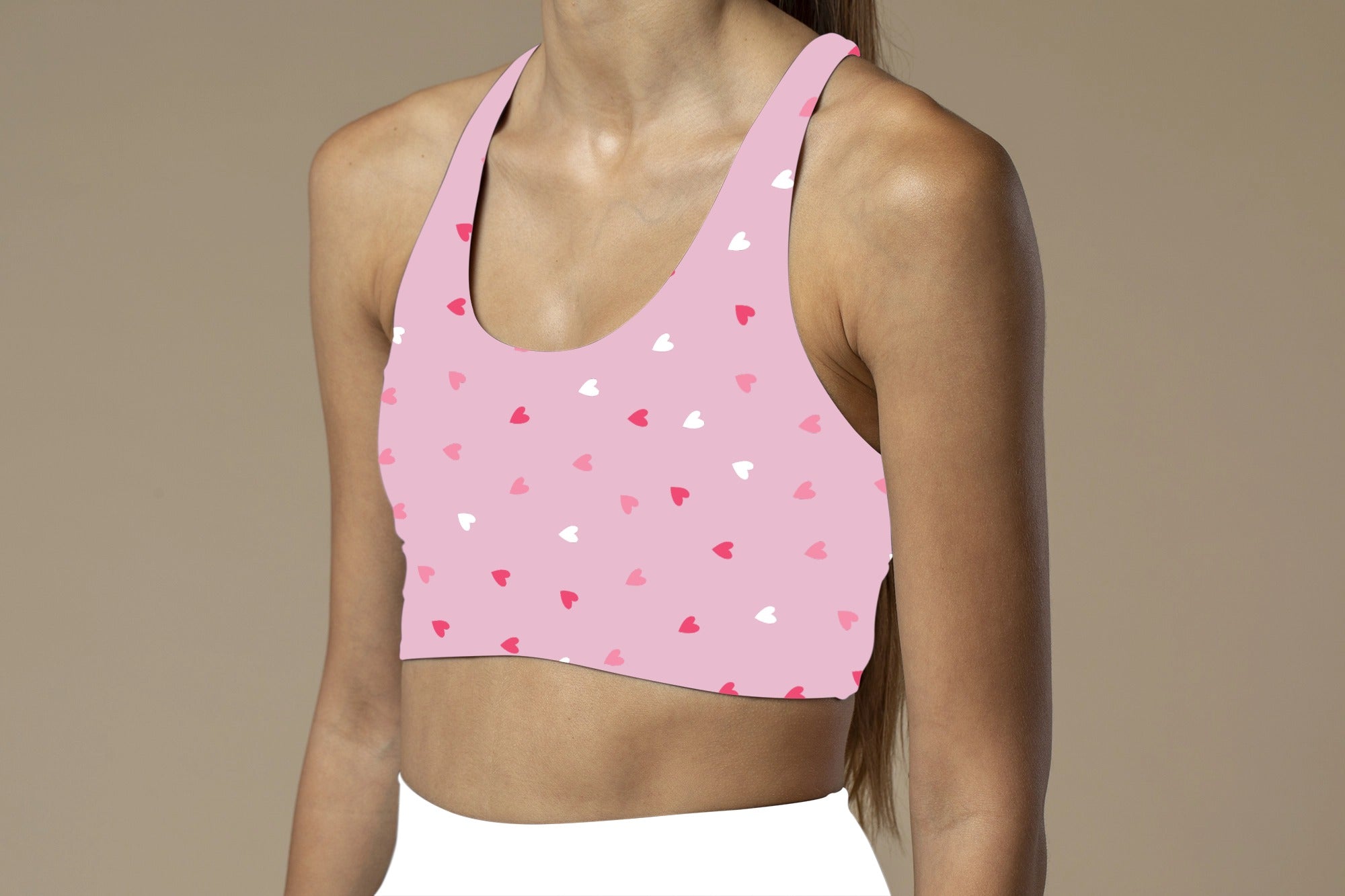 Ziddi Prints Littile Hearts All-Over Print Sports Bra – Passionate Power in Motion