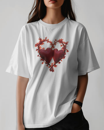 Ziddi Prints Two Hearts on Fire Oversized T-Shirt – Ignite Your Passion with Style