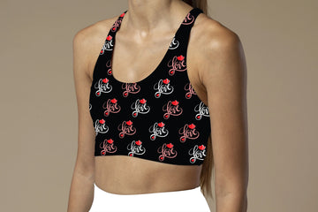 Ziddi Prints Lips & Roses All-Over Print Sports Bra – Passionate Power in Motion