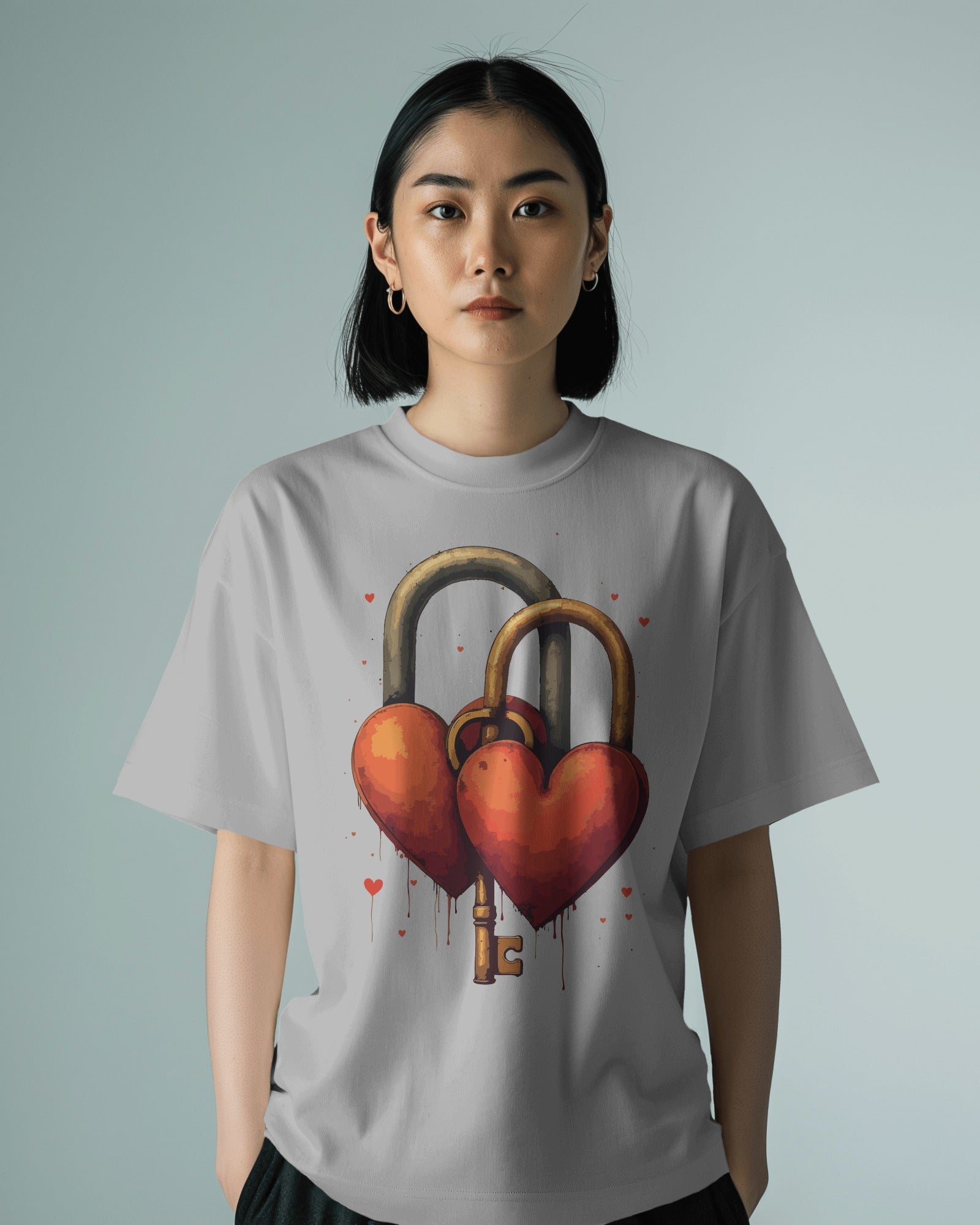 Ziddi Prints'-Love Locks - Oversized Classic T-Shirt