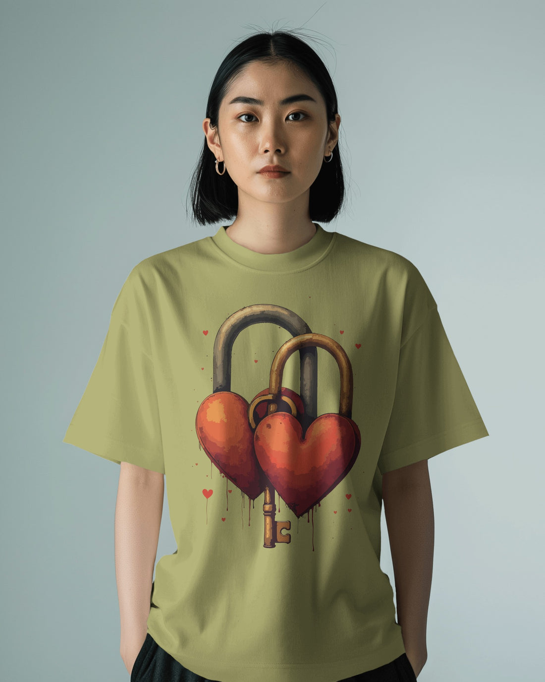 Ziddi Prints'-Love Locks - Oversized Classic T-Shirt