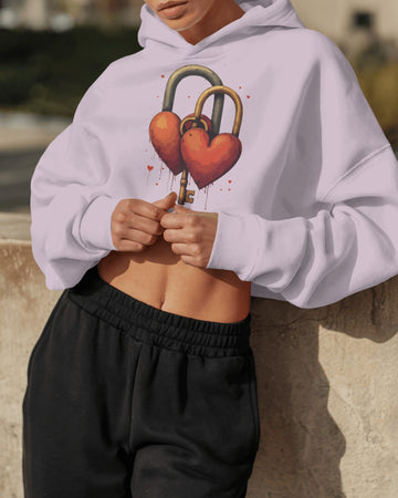 Ziddi Prints'Love Locks Crop Hoodie